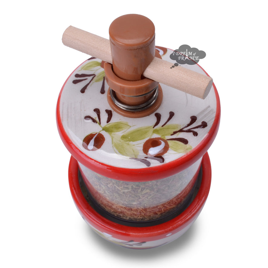 Luca Red Ceramic Mill with Herbes de Provence