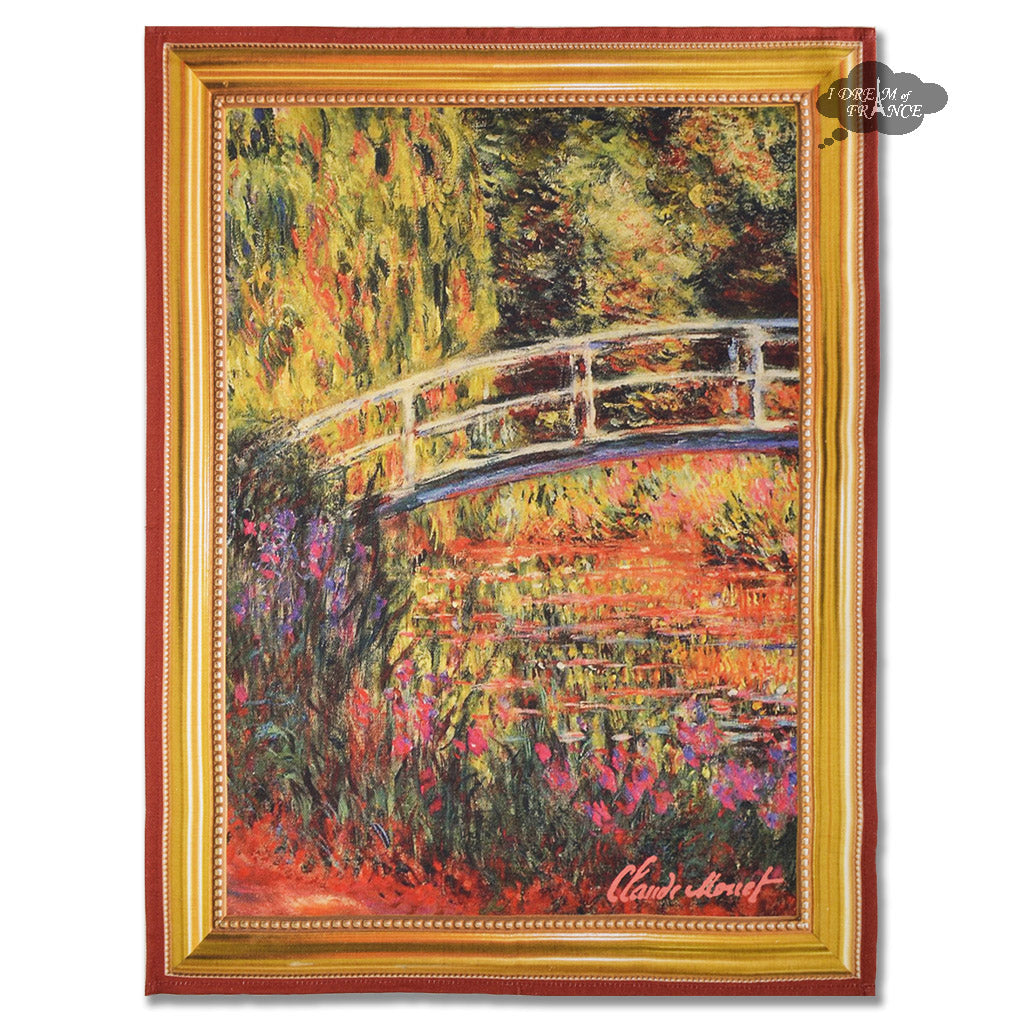 Monet Bridge Over a Pond of Water Lilies French Kitchen Towel by Marat d'Avignon