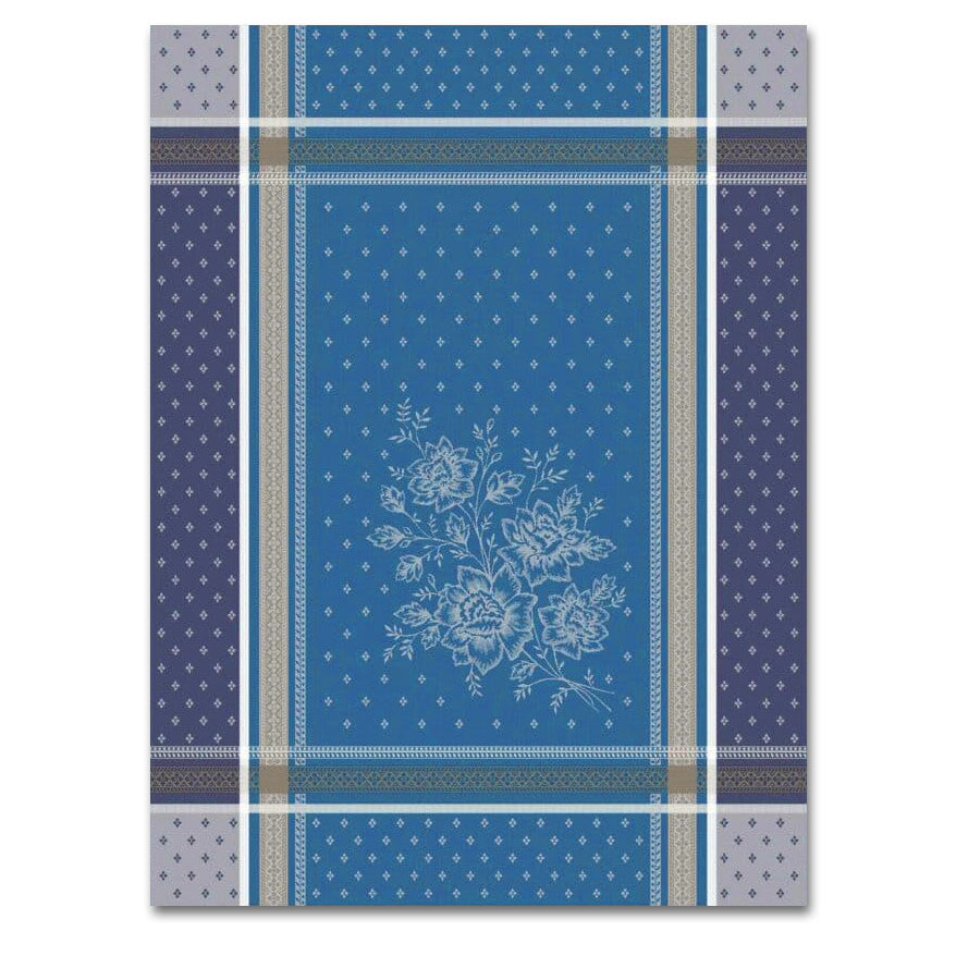 Massilia Azure French Cotton Jacquard Dish Towel by Tissus Toselli