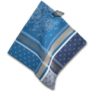 Massilia Azure French Cotton Jacquard Napkin by Tissus Toselli