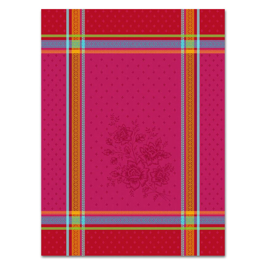Massilia  Fuschia French Cotton Jacquard Dish Towel by Tissus Toselli