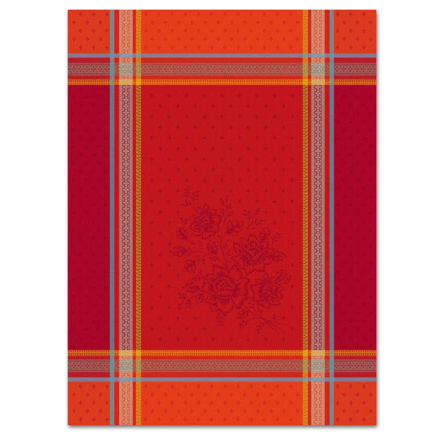 Massilia Red French Cotton Jacquard Dish Towel by Tissus Toselli