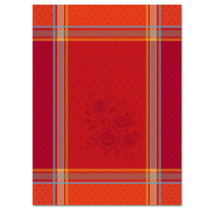 Massilia Red French Cotton Jacquard Dish Towel by Tissus Toselli