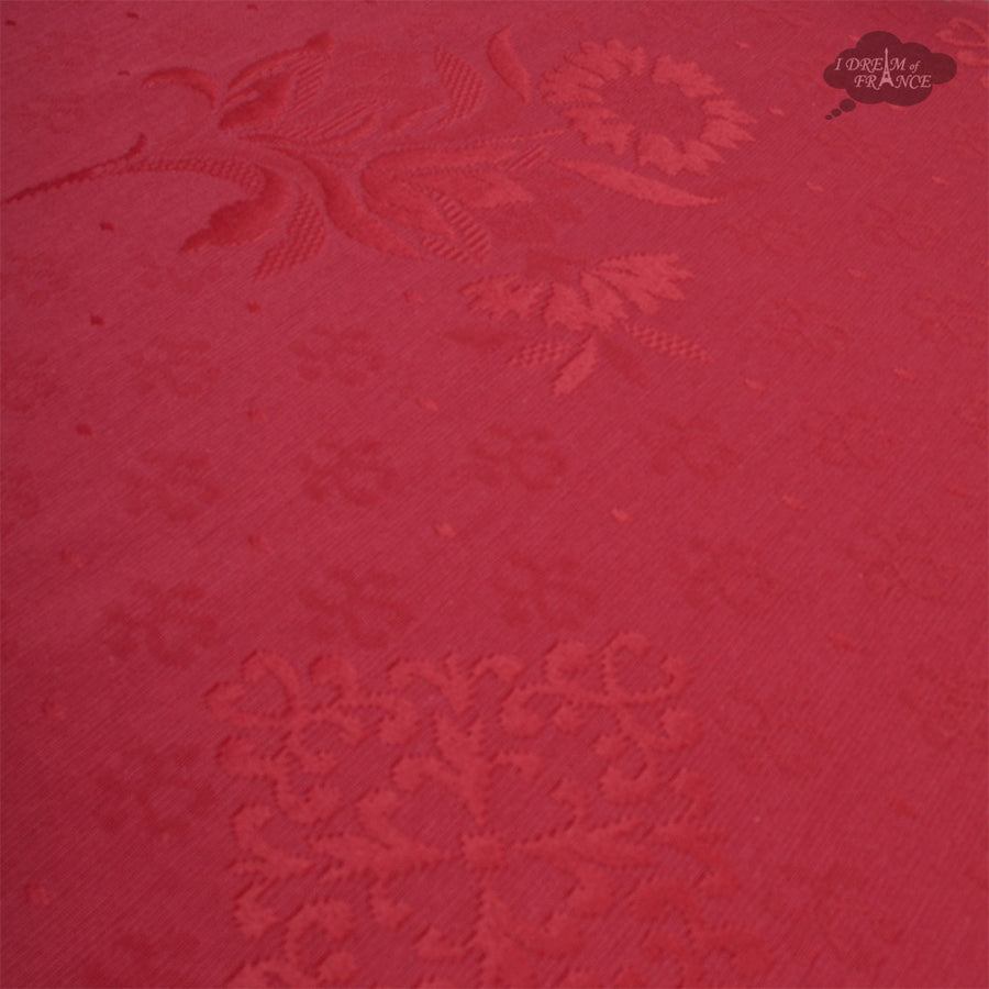 62" Square Poppies Yellow & Red Matelassé Tablecloth by Tissus Toselli