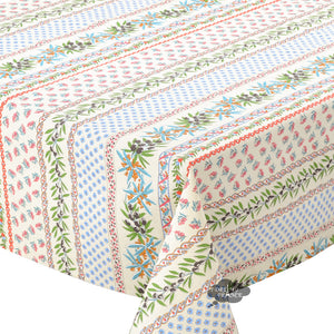 52x72" Rectangular Olives Cream Cotton Coated Provence Tablecloth by Le Cluny