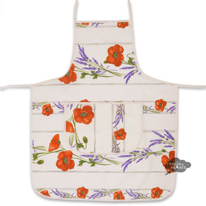 Poppies Cream Cotton Kitchen Apron by Tissus Toselli