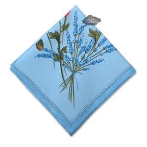 Poppies Sky Blue Provence Cotton Napkin by Tissus Toselli