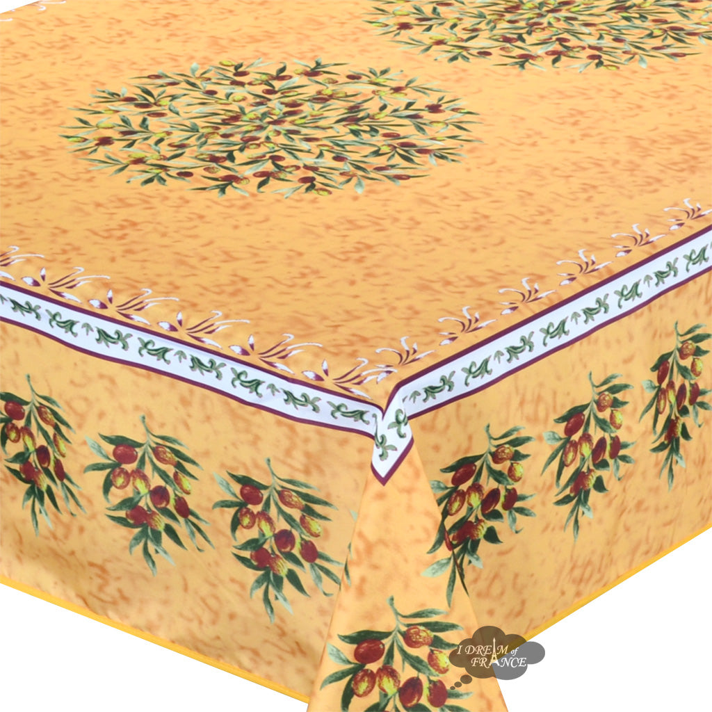 Provence Olivier Yellow French Provencal Polyester Tablecloth - 59x90" Rectangular