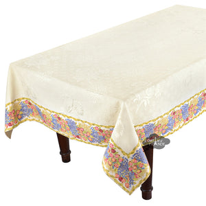 55x86" Rectangular Roses & Lavender Matelassé Tablecloth by Tissus Toselli