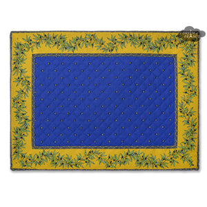 Calisson Blue French Quilted Cotton Placemat by Tissus Toselli