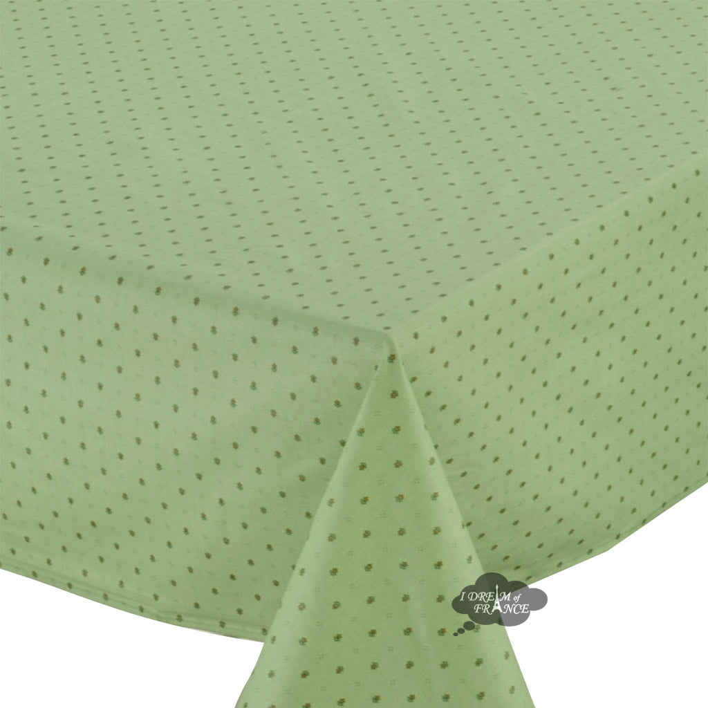 60x96" Rectangular Calisson Green Coated Cotton Tablecloth by Tissus Toselli