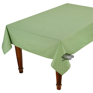 60x96" Rectangular Calisson Green Coated Cotton Tablecloth by Tissus Toselli