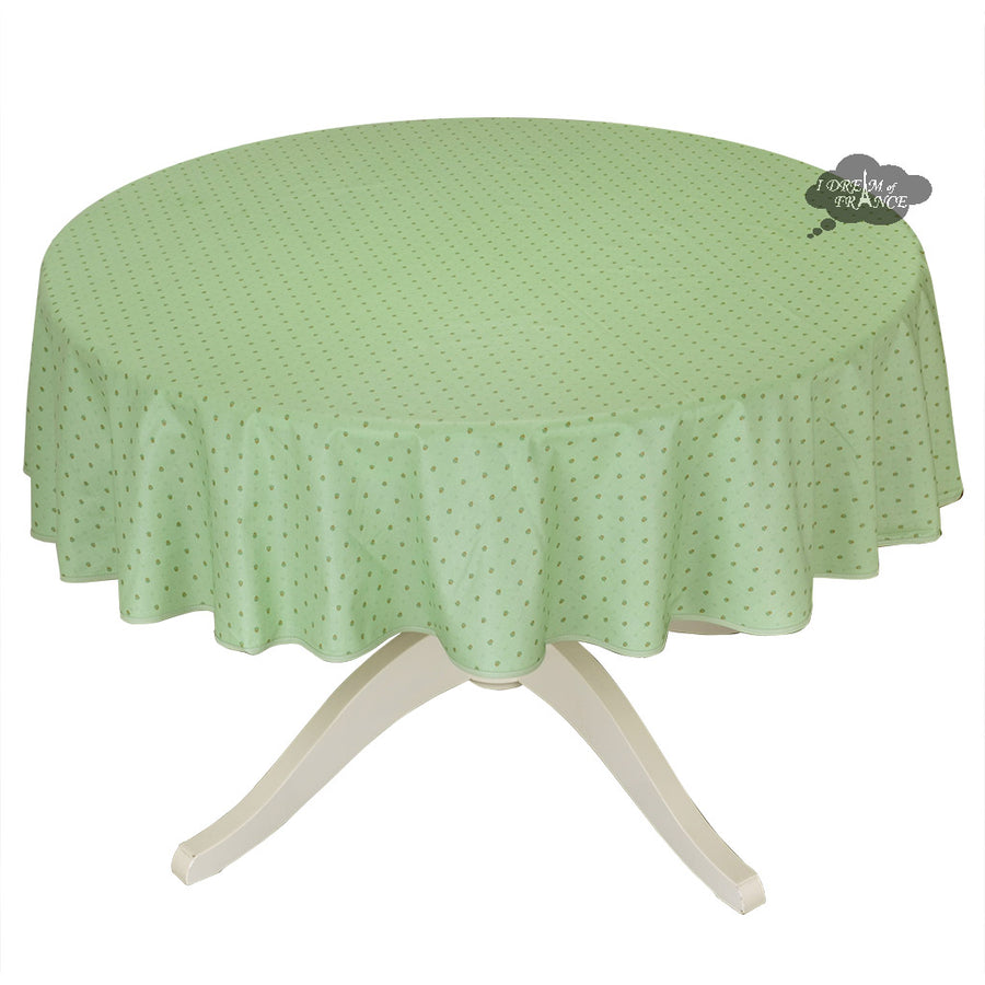 70" Round Calisson Green Allover Coated Cotton Tablecloth by Tissus Toselli