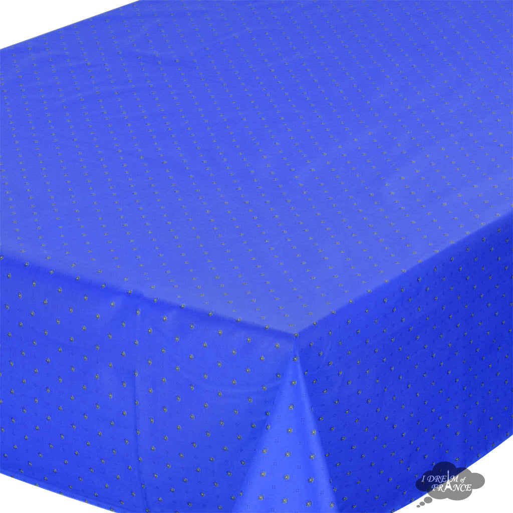 60x96" Rectangular Calisson Sapphire Blue Coated Cotton Tablecloth by Tissus Toselli