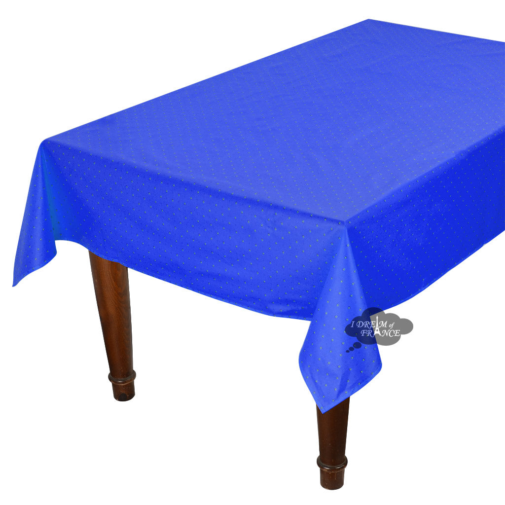 60x96" Rectangular Calisson Sapphire Blue Coated Cotton Tablecloth by Tissus Toselli