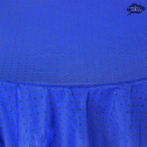 70" Round Calisson Sapphire Blue Allover Acrylic-Coated Cotton Tablecloth by Tissus Toselli