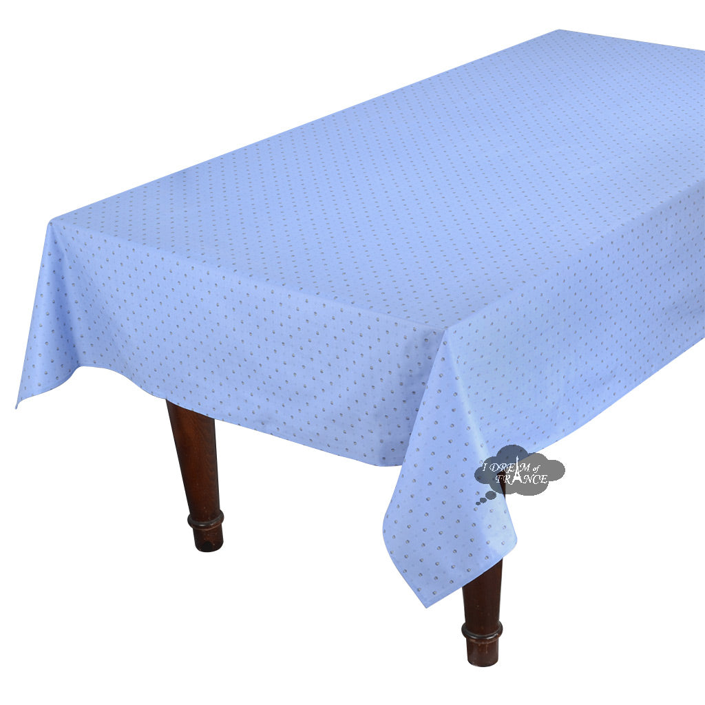 60x96" Rectangular Calisson Sky Blue Coated Cotton Tablecloth by Tissus Toselli