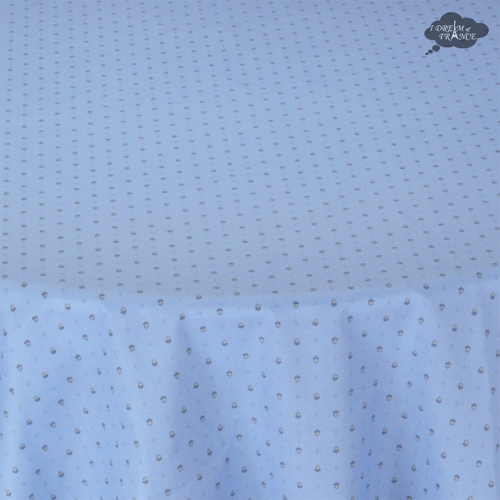 58" Round Calisson Sky Blue Allover Coated Cotton Tablecloth by Tissus Toselli
