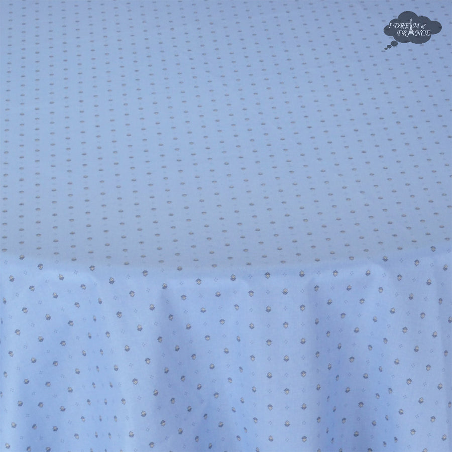 70" Round Calisson Sky Blue Allover Coated Cotton Tablecloth by Tissus Toselli