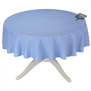 58" Round Calisson Sky Blue Allover Coated Cotton Tablecloth by Tissus Toselli