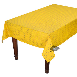 60x96" Rectangular Calisson Yellow & Blue Coated Cotton Tablecloth by Tissus Toselli