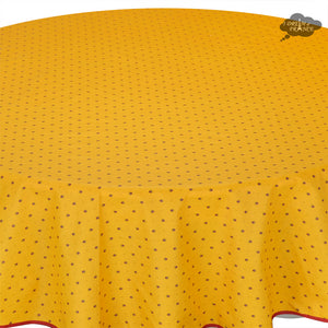 70" Round Calisson Yellow & Red Allover Coated Cotton Tablecloth by Tissus Toselli