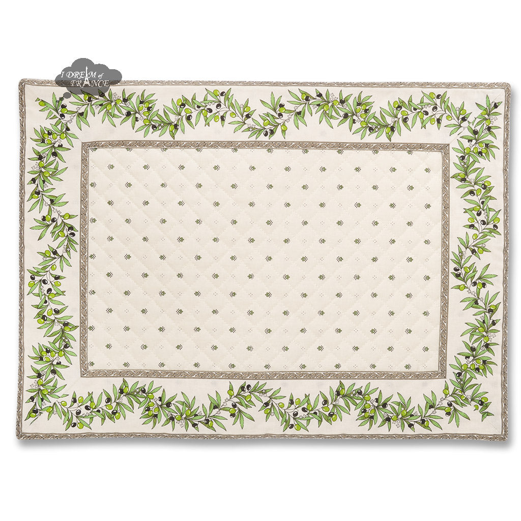 Ramatuelle Cream Quilted Cotton Placemat by Tissus Toselli