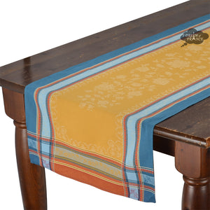 Ramatuelle Curry Jacquard Cotton Table Runner by L'Ensoleillade
