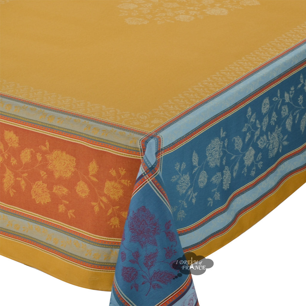 62" Square Ramatuelle Curry French Jacquard Tablecloth by L'Ensoleillade