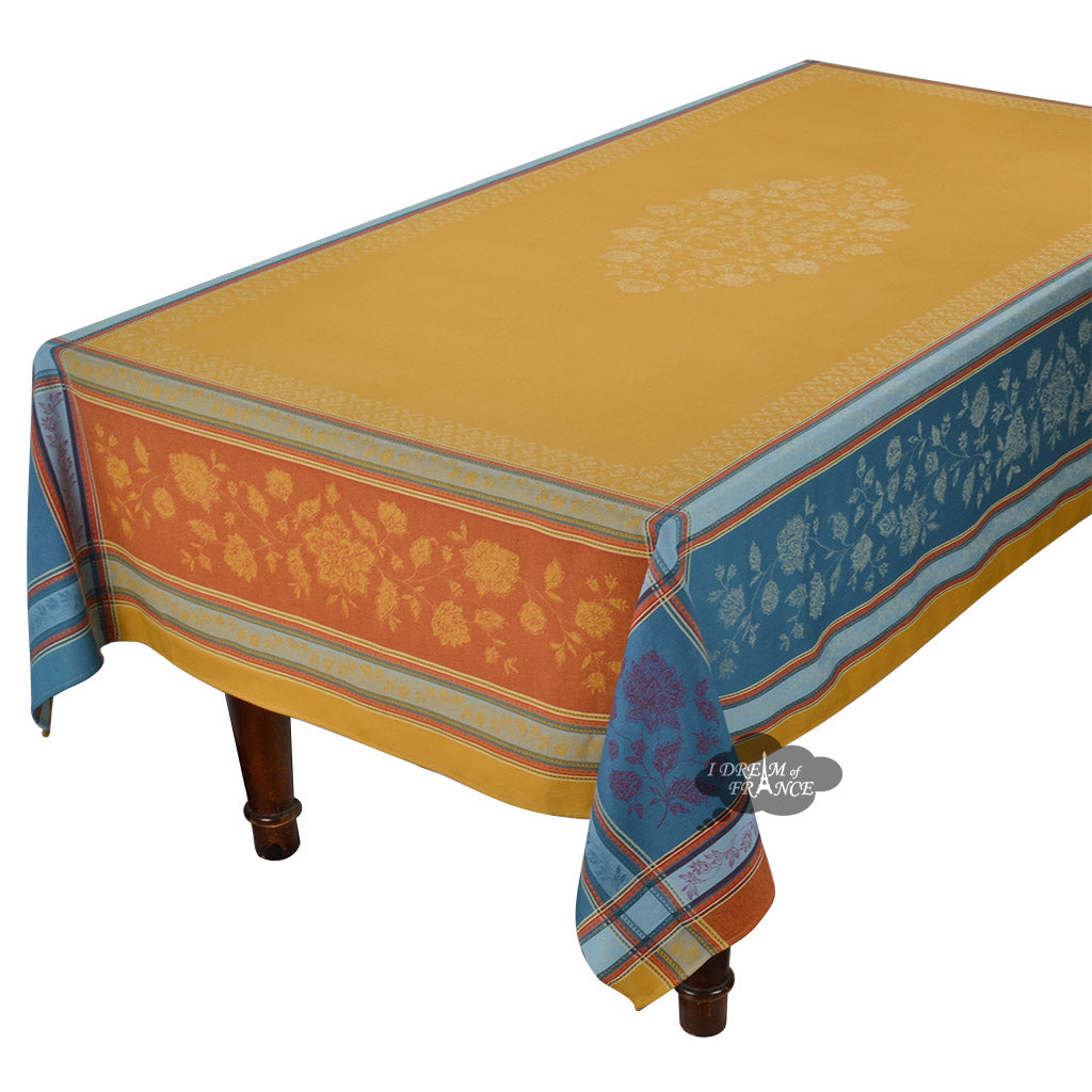 62x138" Rectangular Ramatuelle Curry Jacquard Tablecloth by L'Ensoleillade