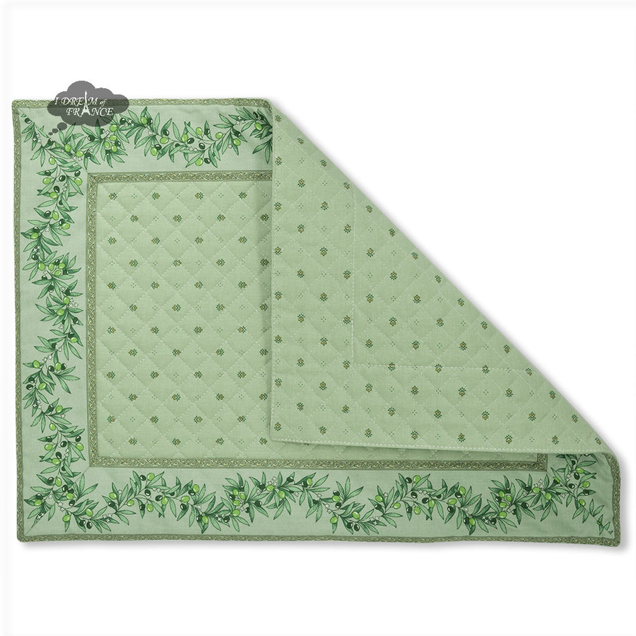 Calisson Green Quilted Cotton Placemat by Tissus Toselli