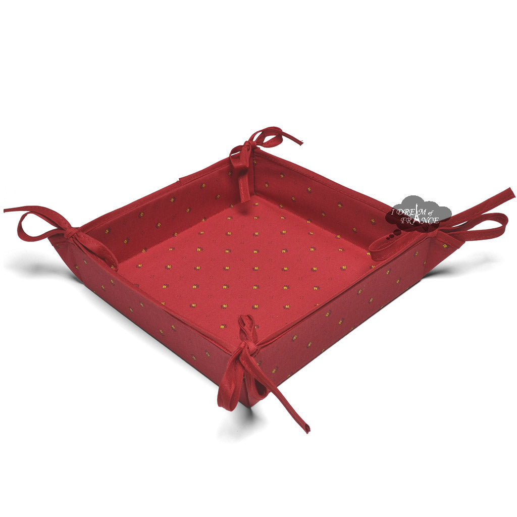 Ramatuelle Red Cotton Bread Basket by Tissus Toselli