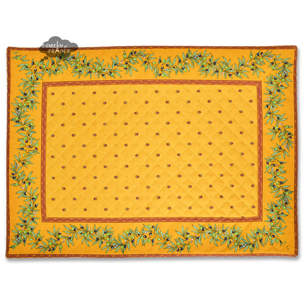 Ramatuelle Yellow & Red (Yellow Center) Quilted Placemat by Tissus Toselli