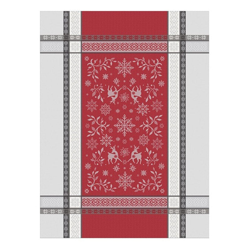 Christmas Spirit Red & Gray French Jacquard Cotton Dish Towel by Marat - I  Dream of France