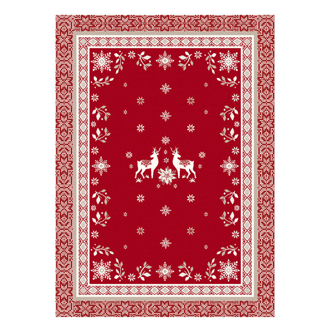 Winter Valley Red French Cotton Kitchen Towel by Tissus Toselli