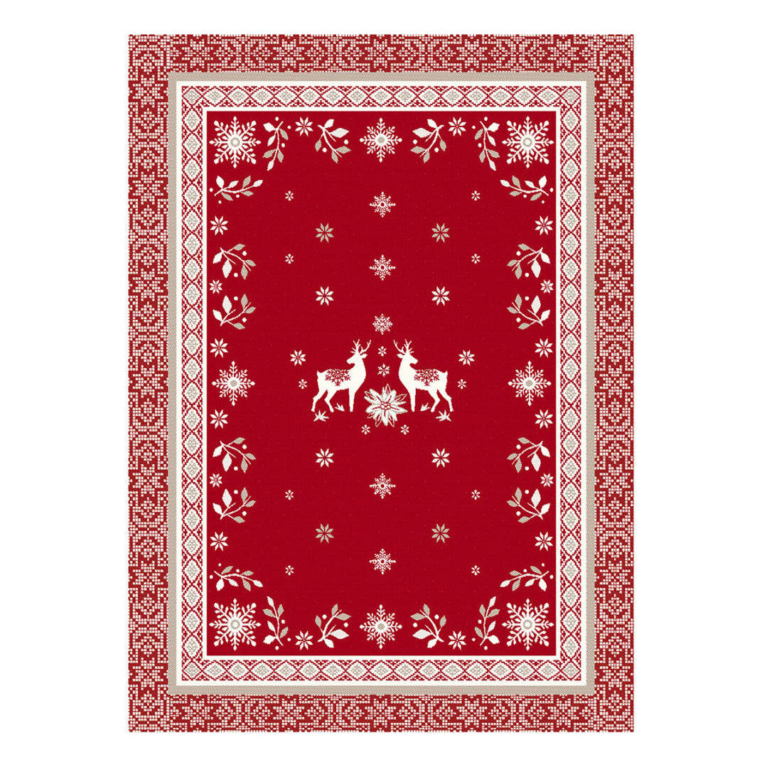 Winter Valley Red French Cotton Kitchen Towel by Tissus Toselli
