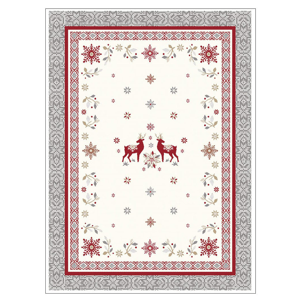 Winter Valley Cream & Gray French Cotton Kitchen Towel by Tissus Toselli