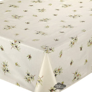 60x138" Rect Clos des Oliviers Cream All-Over Acrylic-Coated Cotton Tablecloth by l'Ensoleillade