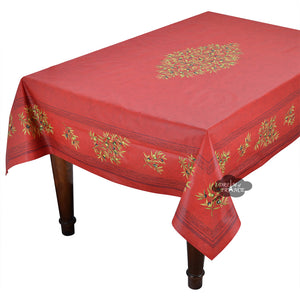 60x 96" Rectangular Clos des Oliviers Red Coated Cotton Tablecloth by l'Ensoleillade