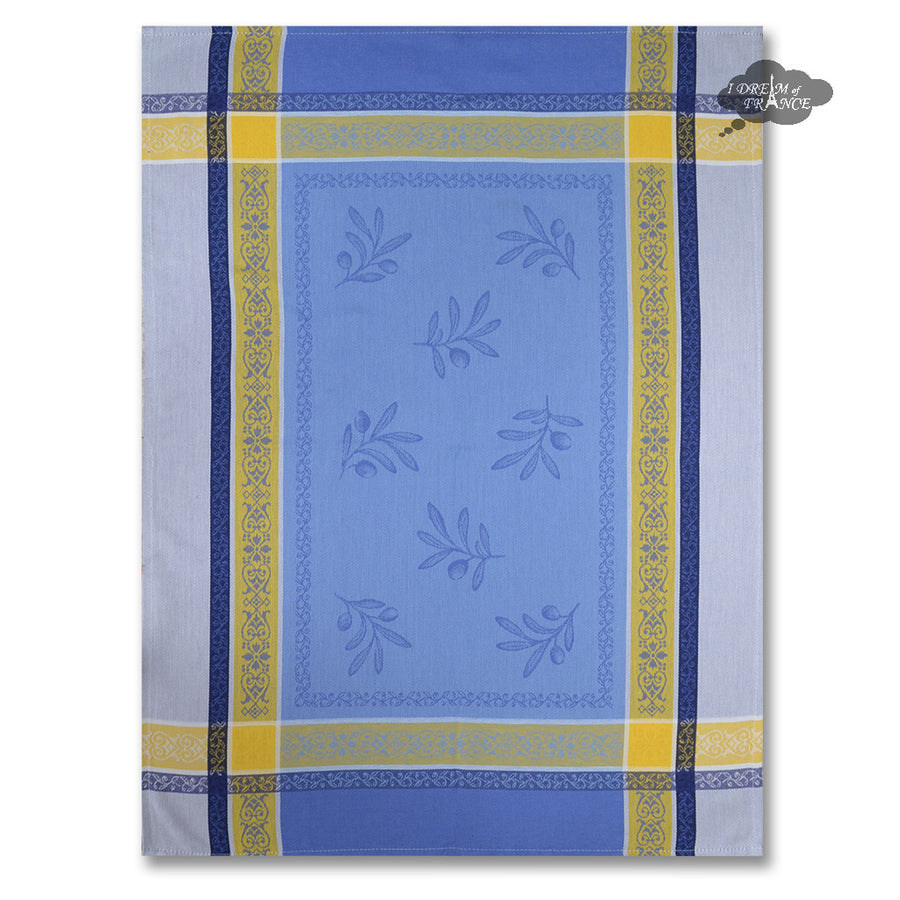 Olivea Blue & Yellow Cotton Jacquard Dish Towel by Tissus Toselli