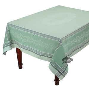 62x78" Rectangular Olivia Green French Jacquard Tablecloth with Teflon
