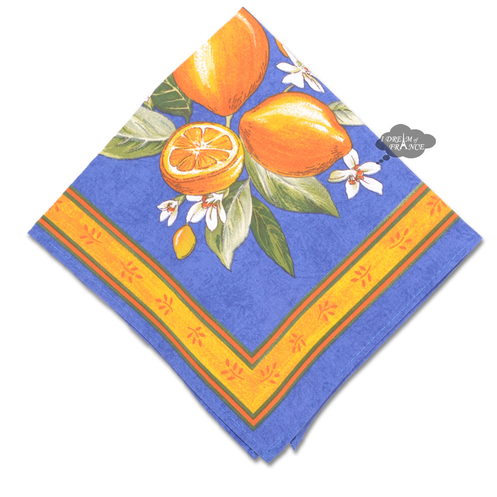 Lemons Blue Provence Cotton Napkin by Tissus Toselli