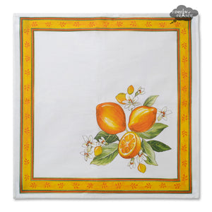 Lemons White Provence Cotton Napkin by Tissus Toselli