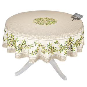 70" Round Nyons Cream Coated Cotton Tablecloth by Tissus Toselli