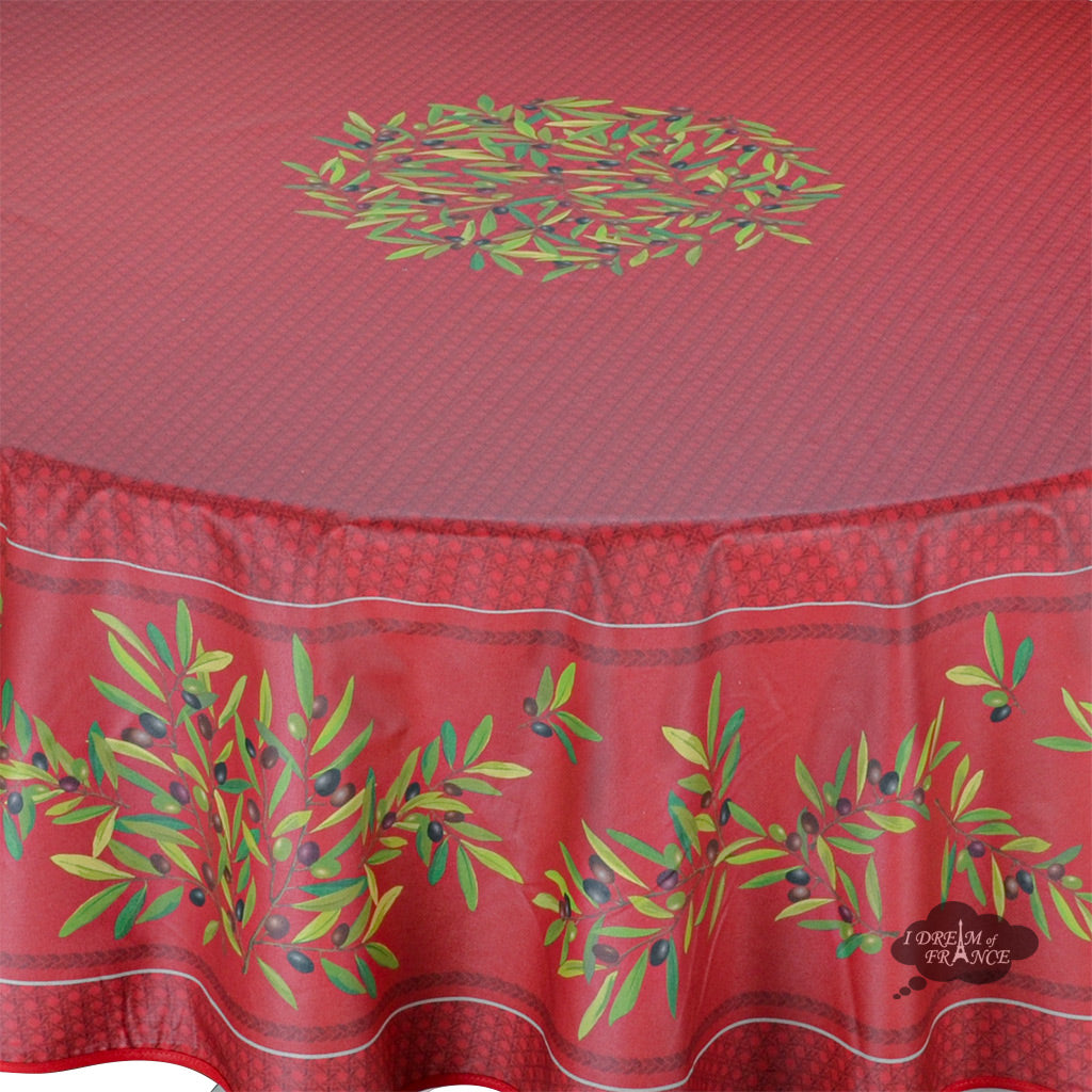 70" Round Nyons Red Coated Cotton Tablecloth by Tissus Toselli