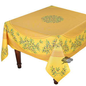 70" Square Nyons Yellow & Red Coated Cotton Tablecloth by Tissus Toselli