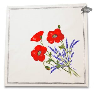 Poppies Cream Provence Cotton Napkin by Tissus Toselli