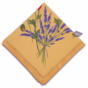 Poppies Yellow Provence Cotton Napkin by Tissus Toselli