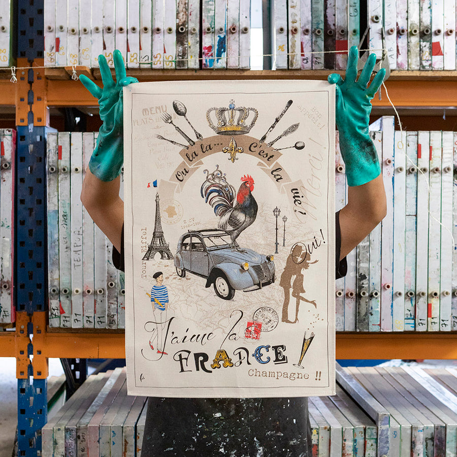 France Panorama Tea Towel by Torchons et Bouchons