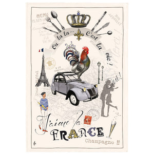 France Panorama Tea Towel by Torchons et Bouchons